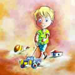 DE285 Wall décor art photographic oil on canvas pop art boy with toy car
